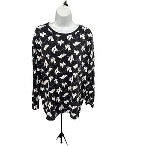 Lands' End Women's XL‎ Relaxed Fit Floral Popover Top Long Sleeve Lightweight